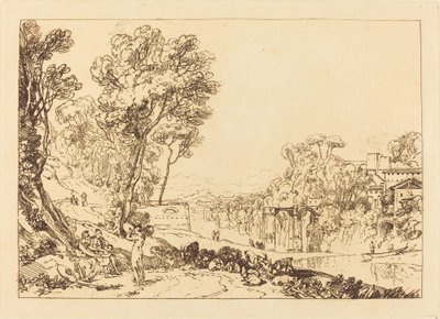 Die Frau und Tamburin, veröffentlicht 1807 von Joseph Mallord William Turner