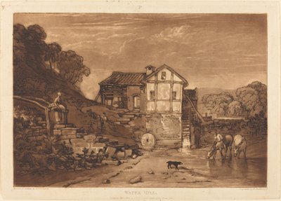 Wassermühle, veröffentlicht 1812 von Joseph Mallord William Turner
