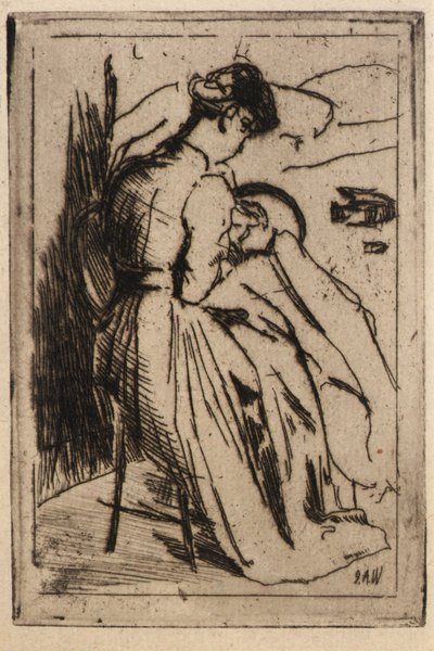 Frau beim Sticken von J. Alden Weir