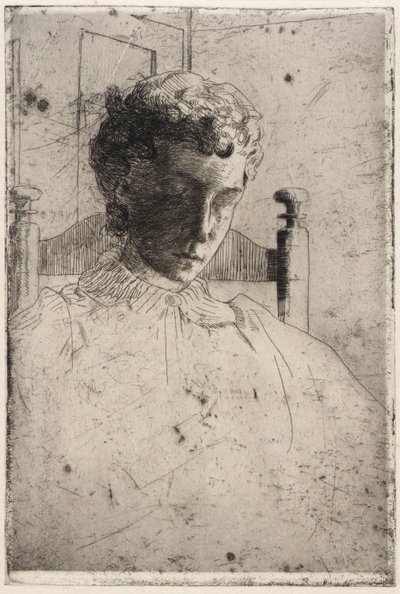 Frau, die nach unten schaut von J. Alden Weir