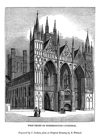 Westfassade der Kathedrale von Peterborough, 1843 von J. Jackson