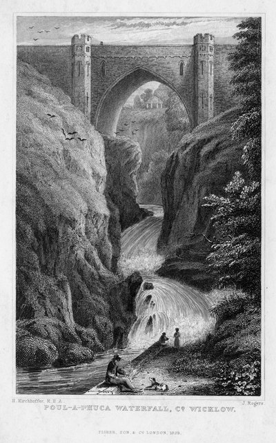 Poul a Phuca Wasserfall, County Wicklow, 1829 von J. Rogers