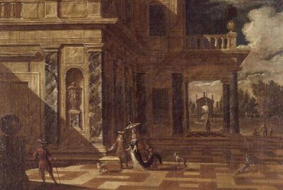 Architektonische Capricci mit eleganten Figuren von Jacob Balthasar Peeters