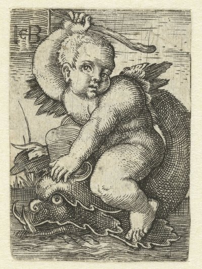 Putto auf einem Delfin von Jacob Binck