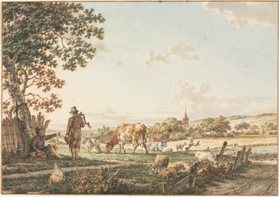 Pastorale Landschaft mit Dorf, 1799 von Jacob Cats
