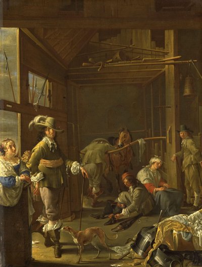 Soldaten in einem Stall von Jacob Duck