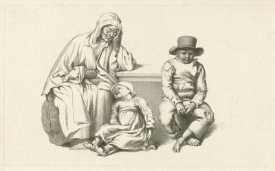 Sitzende alte Frau und zwei Kinder von Jacob Ernst Marcus