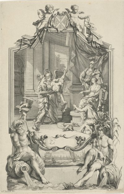 Allegorie auf die Seidenindustrie in Amsterdam von Jacob Houbraken