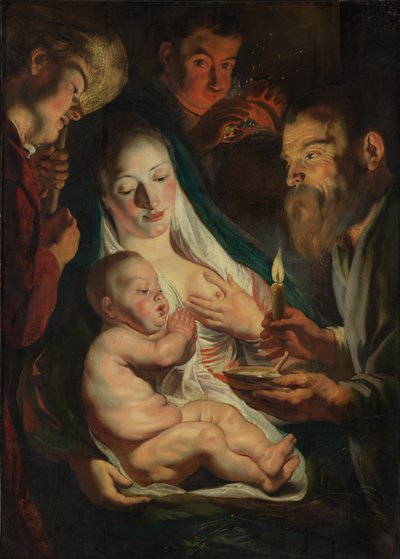 Die Heilige Familie mit Hirten, 1616 von Jacob Jordaens