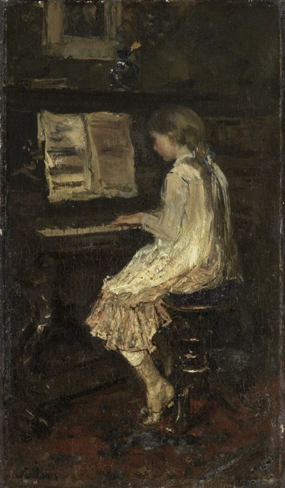 Mädchen am Klavier von Jacob Maris