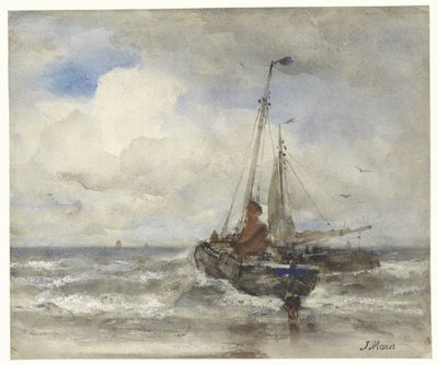 Zwei Fischerboote am Strand von Jacob Maris