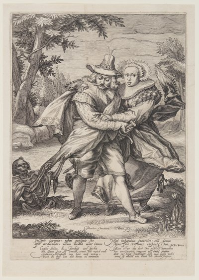 Liebende von Tod überrascht von Jacob Matham