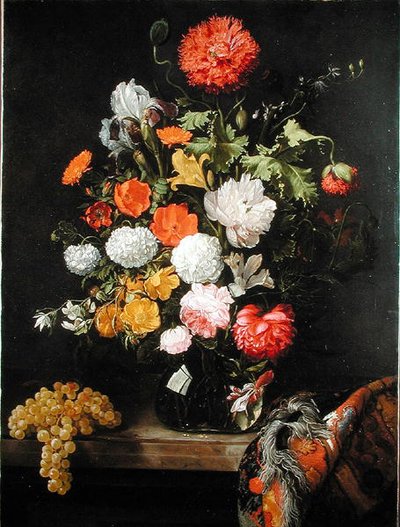 Stillleben mit Blumen und Trauben, ca. 1675 von Jacob Rootius
