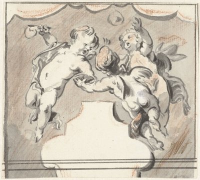 Drei schwebende Putti von Jacob de Wit