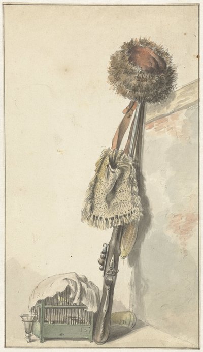 Jagdstilleben mit Vogelkäfig von Jacob van Strij