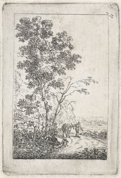 Mann mit Esel in einer Landschaft von Jacob van Strij