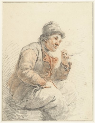 Sitzender, pfeiferauchender Bauer von Jacob van Strij