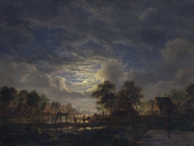 Dorf an einem Kanal, 1840 von Jacobus Theodorus Abels