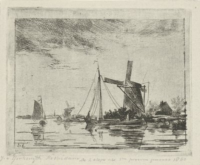 Flussansicht mit Mühle von Jacobus van Gorkom jr.