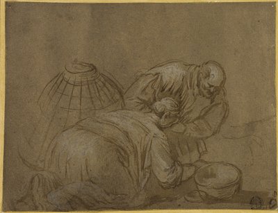 Bauernpaar, das in einen Korb schaut von Jacopo Bassano