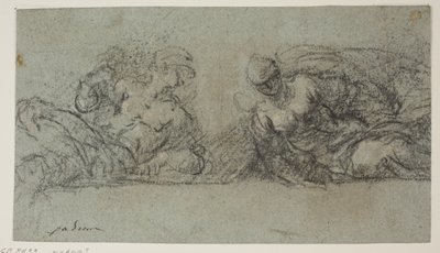 Zwei niedergeworfene Figuren, die sich zueinander wenden von Jacopo Palma