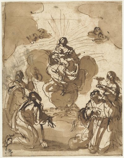 Vier Heilige beten Maria an von Jacopo da Empoli