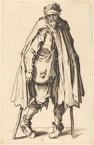 Bettler mit Krücken und Sack von Jacques Callot