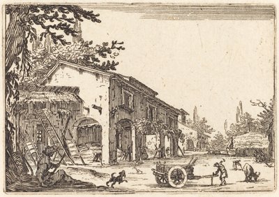 Hof eines Bauernhofs, ca. 1622 von Jacques Callot