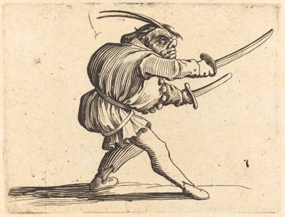 Duellant mit zwei Säbeln von Jacques Callot