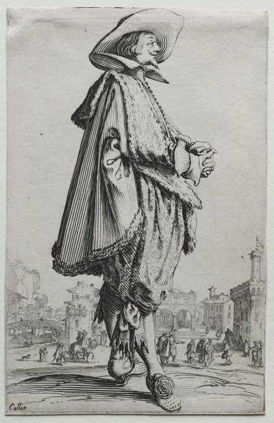 Herr im Profil mit gefalteten Händen von Jacques Callot