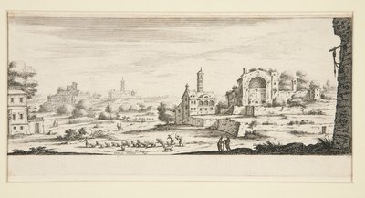 Landschaft mit großen Gebäuden von Jacques Callot