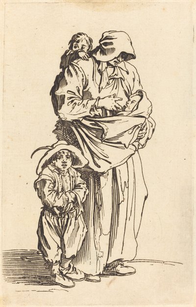 Mutter und drei Kinder von Jacques Callot