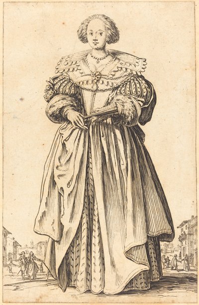 Edle Frau mit Fächer von Jacques Callot