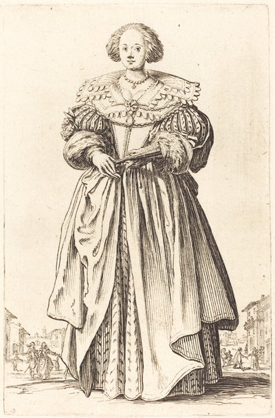 Edle Frau mit Fächer von Jacques Callot