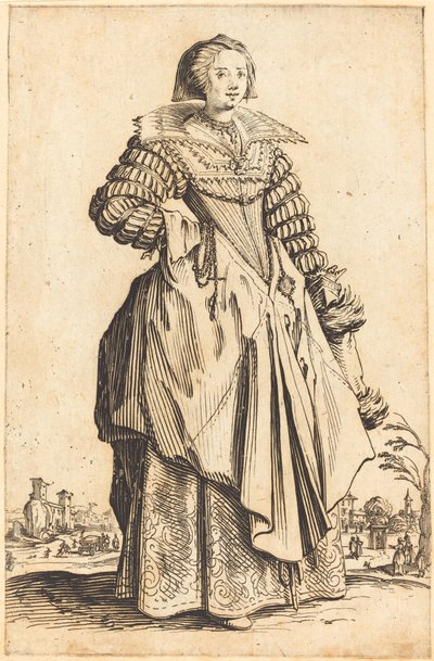 Edle Frau mit großem Kragen von Jacques Callot