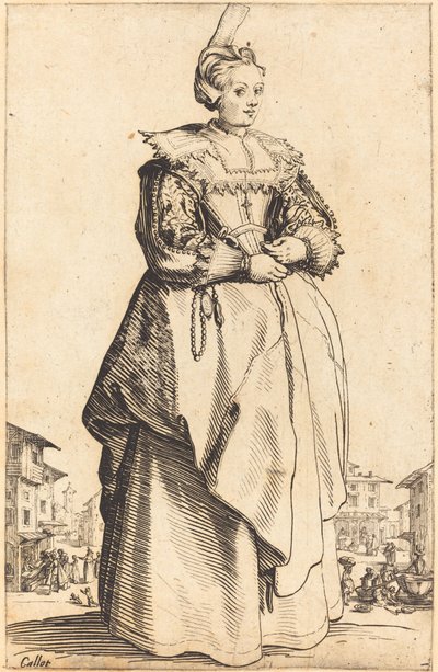 Edle Frau mit kleinem Hut von Jacques Callot