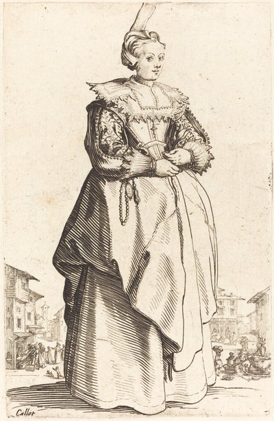 Edle Frau mit kleinem Hut von Jacques Callot