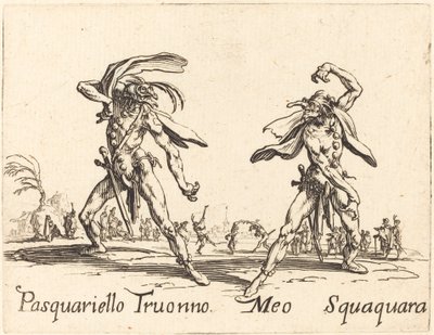 Pasquariello Truonno und Meo Squaquara, ca. 1622 von Jacques Callot