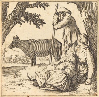 Bauernpaar mit Kuh von Jacques Callot