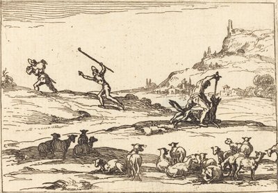 Hirten verteidigen ihre Herden von Jacques Callot