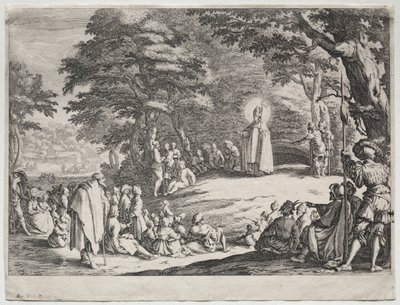 St. Amand predigt in einem Wald von Jacques Callot