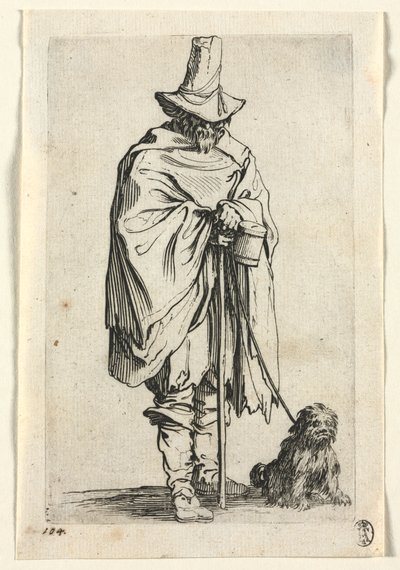 Die Bettler: Blinder Mann mit seinem Hund von Jacques Callot