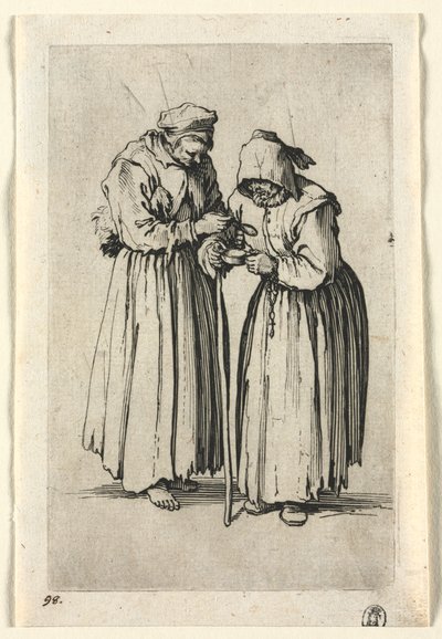 Die Bettler: Zwei Bettlerinnen von Jacques Callot