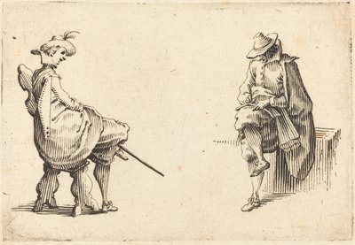 Zwei sitzende Figuren von Jacques Callot