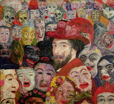 Mein Porträt umgeben von Masken von James Ensor