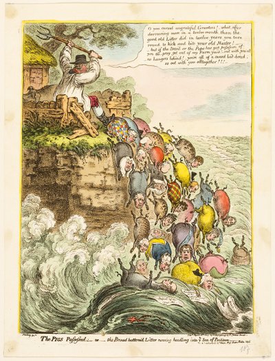 Die besessenen Schweine von James Gillray