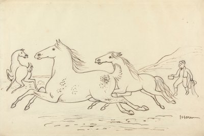 Drei Pferde und Stallbursche von James Howe