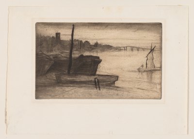 Chelsea-Brücke und Kirche von James Abbott McNeill Whistler