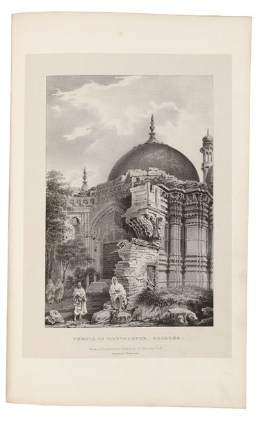 Tempel von Vishweshwur, Benares 1831-33 (Lithografie) von James Prinsep