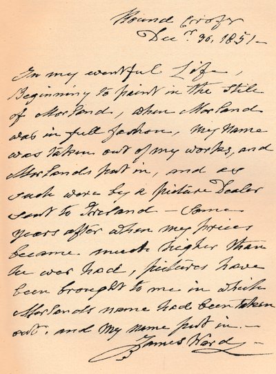 Ein Brief von James Ward, 1851, 1904 von James Ward